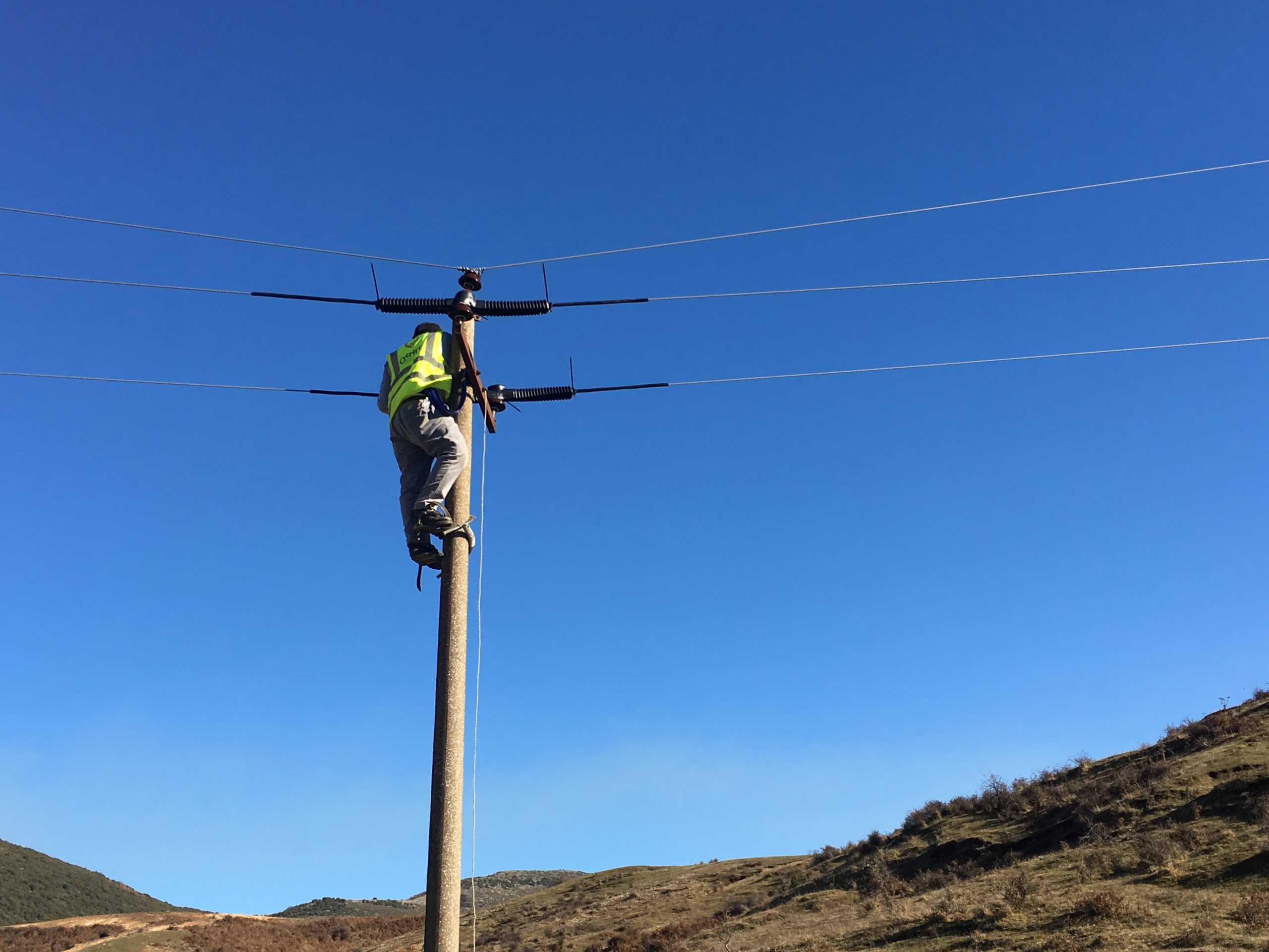 Insulation of electric pylons for the protection of birds in Albania