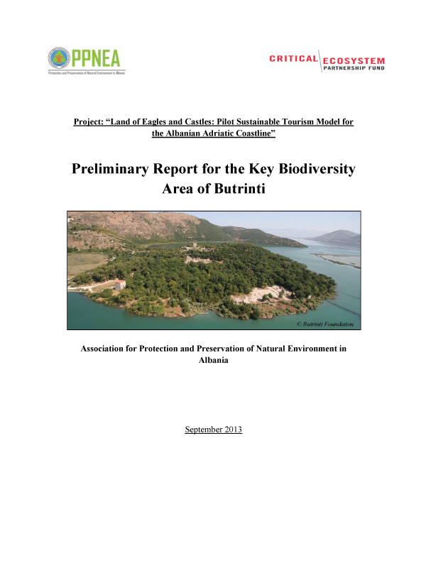PRELIMINARY REPORT ON BUTRINTI LAGOON KEY BIODIVERSITY AREA (2013)