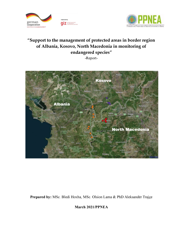 SUPPORT TO THE MANAGEMENT OF PROTECTED AREAS IN BORDER REGION OF ALBANIA, KOSOVO, NORTH MACEDONIA IN MONITORING OF ENDANGERED SPECIES