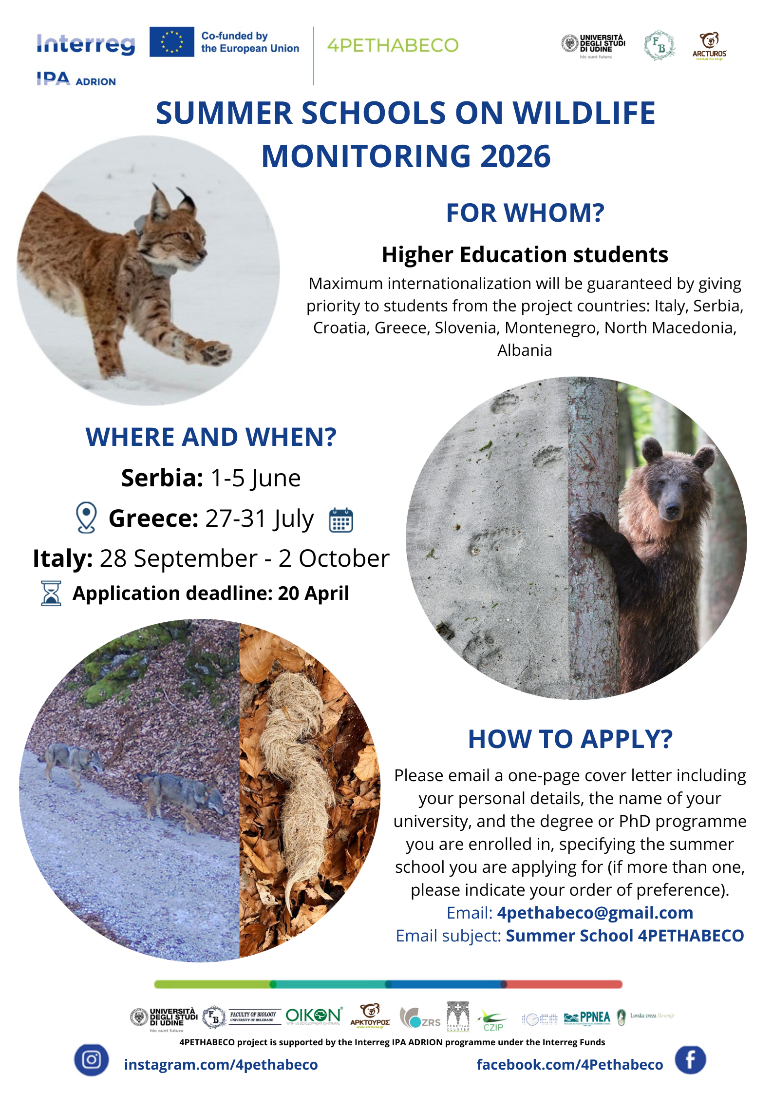EVENTS: Summer Schools on wildlife monitoring 2026 – Applications are now open!